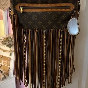 Louis Vuitton Vintage Brown Crossbody Bag with Fringe (Custom made)